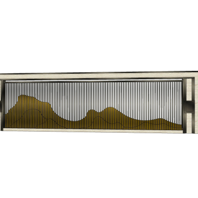 新中式景观墙免费su模型(1)