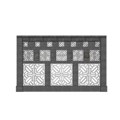 新中式景观墙免费su模型(1)