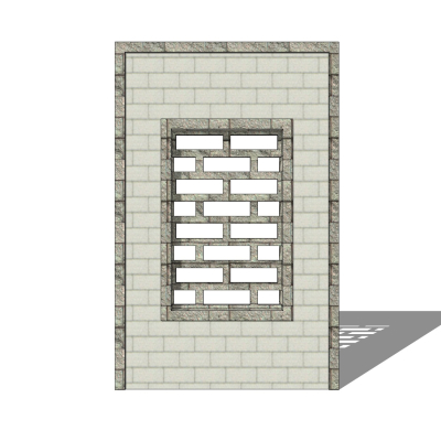 新中式景观墙免费su模型(1)