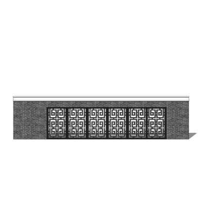 新中式景观墙免费su模型(1)