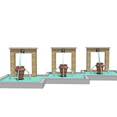 现代景观水池免费su模型(1)