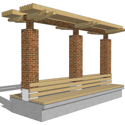 自然风廊架免费su模型(1)