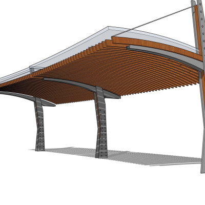 现代金属廊架免费su模型(1)