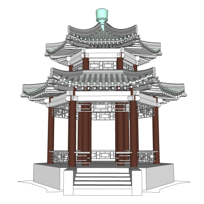 中式凉亭免费su模型(1)