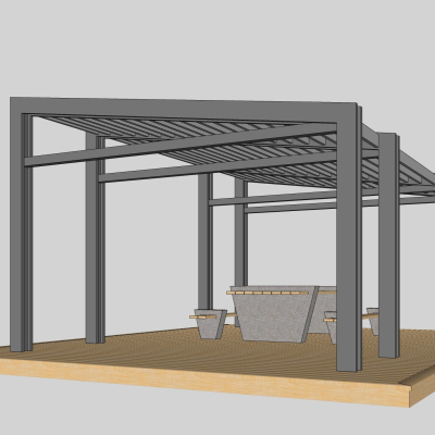 现代廊架免费su模型(1)
