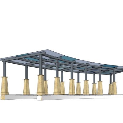 现代玻璃廊架免费su模型(1)