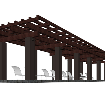 现代实木廊架免费su模型(1)
