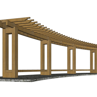 现代实木廊架免费su模型(1)