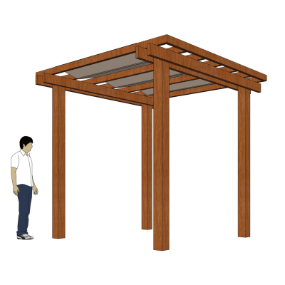 现代实木廊架免费su模型(1)