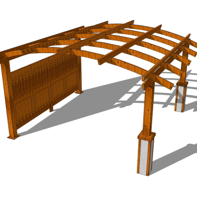 现代实木廊架免费su模型(1)