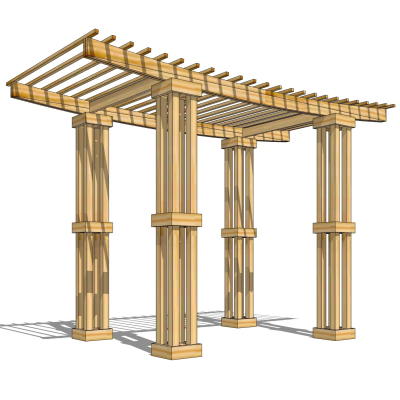 现代实木廊架免费su模型(1)