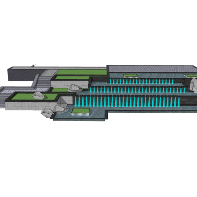 现代喷泉水景免费su模型(1)