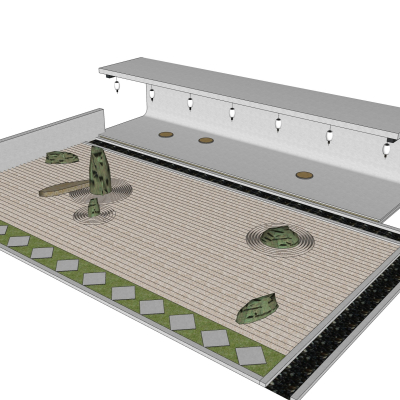 中式枯山水园艺免费su模型(1)
