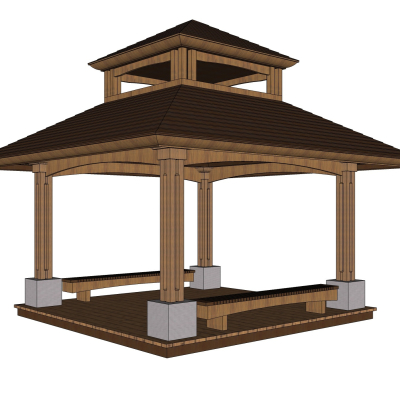 东南亚凉亭免费su模型(1)