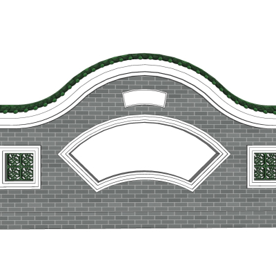 新中式景观墙免费su模型(1)