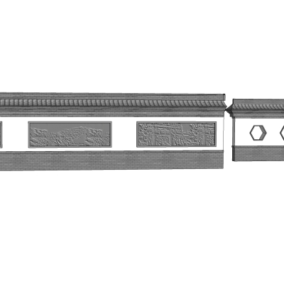 中式景观墙免费su模型(1)