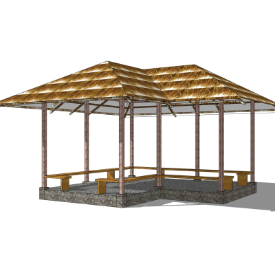 自然风凉亭免费su模型(1)