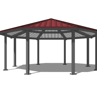工业风金属凉亭免费su模型(1)
