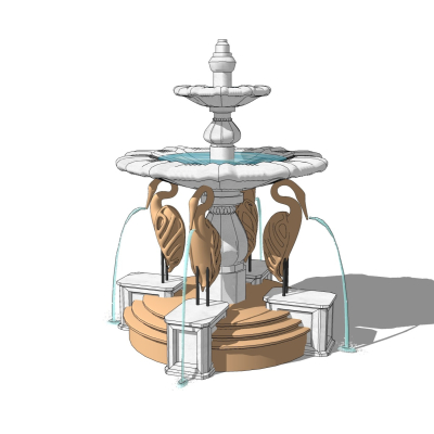 欧式喷泉雕塑免费su模型(1)