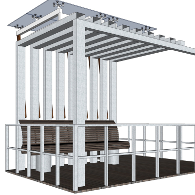 现代廊架免费su模型(1)