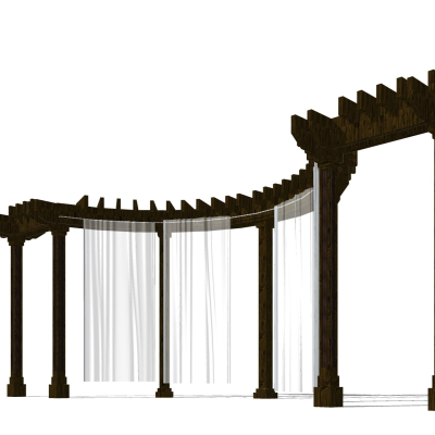 现代实木廊架免费su模型(1)