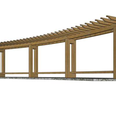 现代实木廊架免费su模型(1)