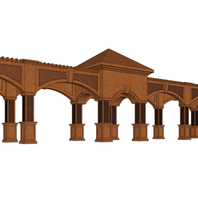 欧式实木廊架免费su模型(1)