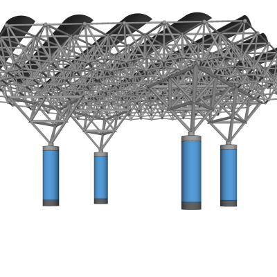 工业风金属廊架免费su模型(1)