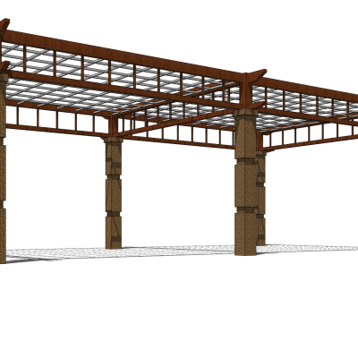 现代实木廊架免费su模型(1)