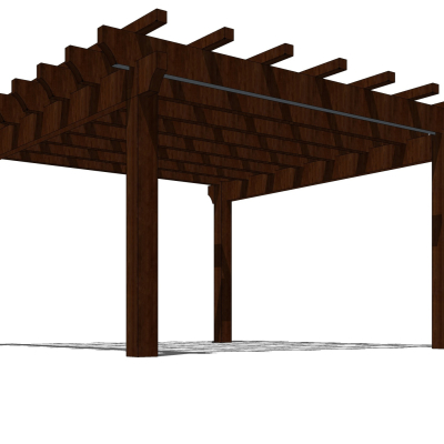 现代实木廊架免费su模型(1)