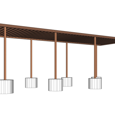 现代实木廊架免费su模型(1)