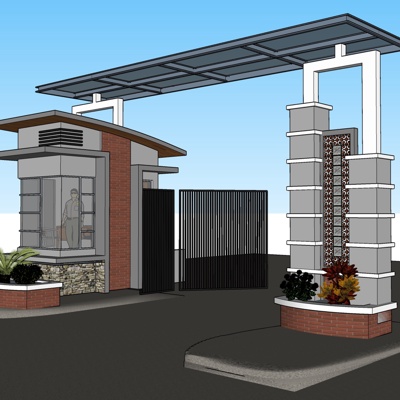 现代小区大门免费su模型(1)