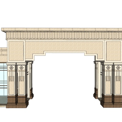 新古典小区大门免费su模型(1)