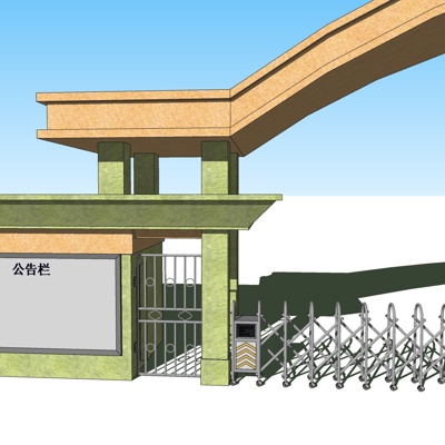 现代小区大门免费su模型(1)