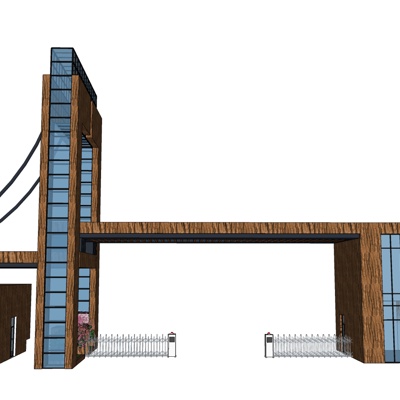 现代小区大门免费su模型(1)