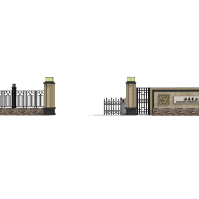 新古典小区门头免费su模型(1)