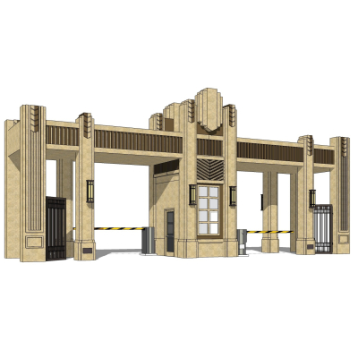 新古典小区门头免费su模型