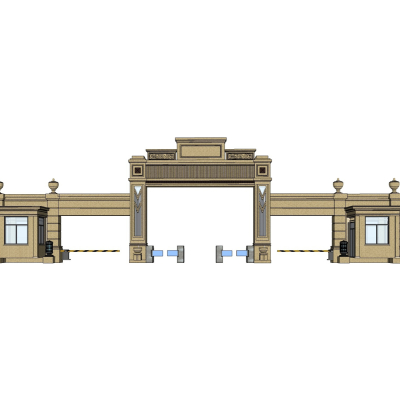 新古典小区门头免费su模型