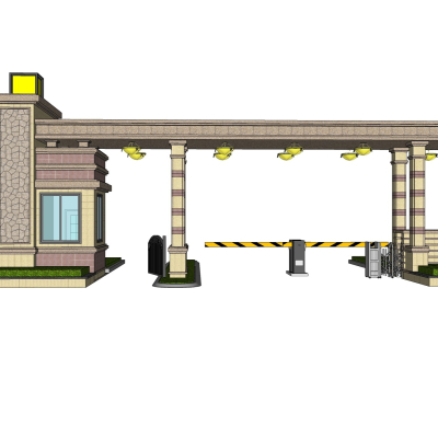新古典小区门头免费su模型(1)