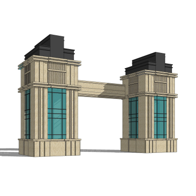 新古典小区门头免费su模型(1)