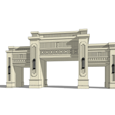 新古典小区门头免费su模型