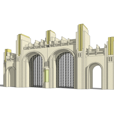 新古典小区门头免费su模型