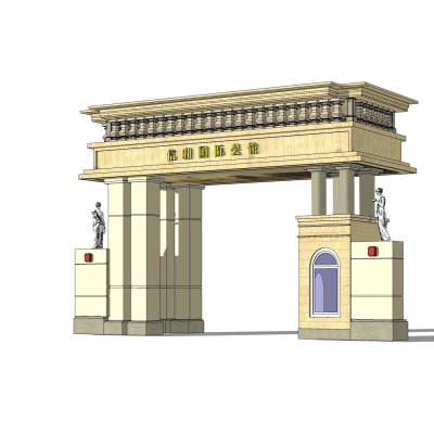 新古典小区门头免费su模型(1)