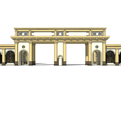 欧式古典小区门头免费su模型