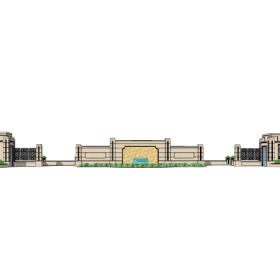 新古典小区门头免费su模型(1)