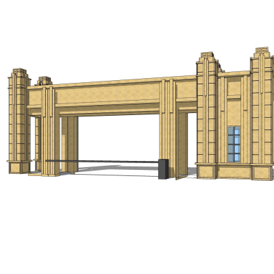新古典小区门头免费su模型(1)