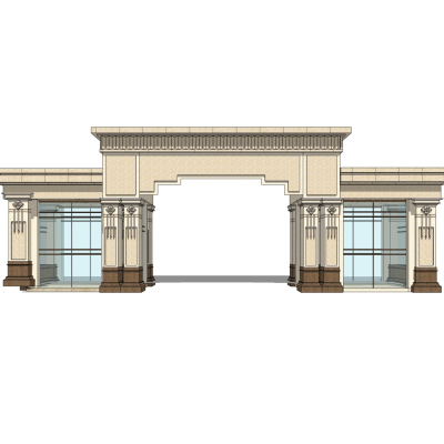 新古典小区门头免费su模型(1)