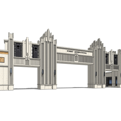 新古典小区门头免费su模型(1)