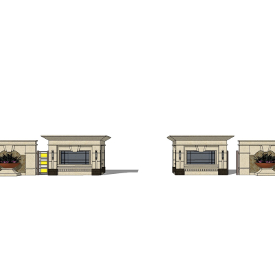 新古典小区门头免费su模型(1)