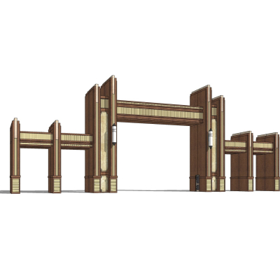 新古典小区门头免费su模型(1)